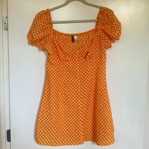 Puff sleeve button down dress.